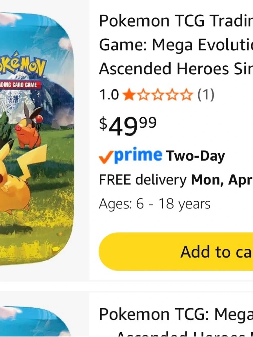 Pokémon Trading Card‎ Game Tin with Pikachu & Tepig - Yellow/Blue